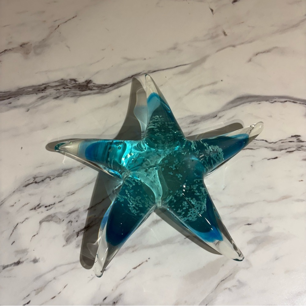 Vintage Art Glass Paper weight star fish Murano style